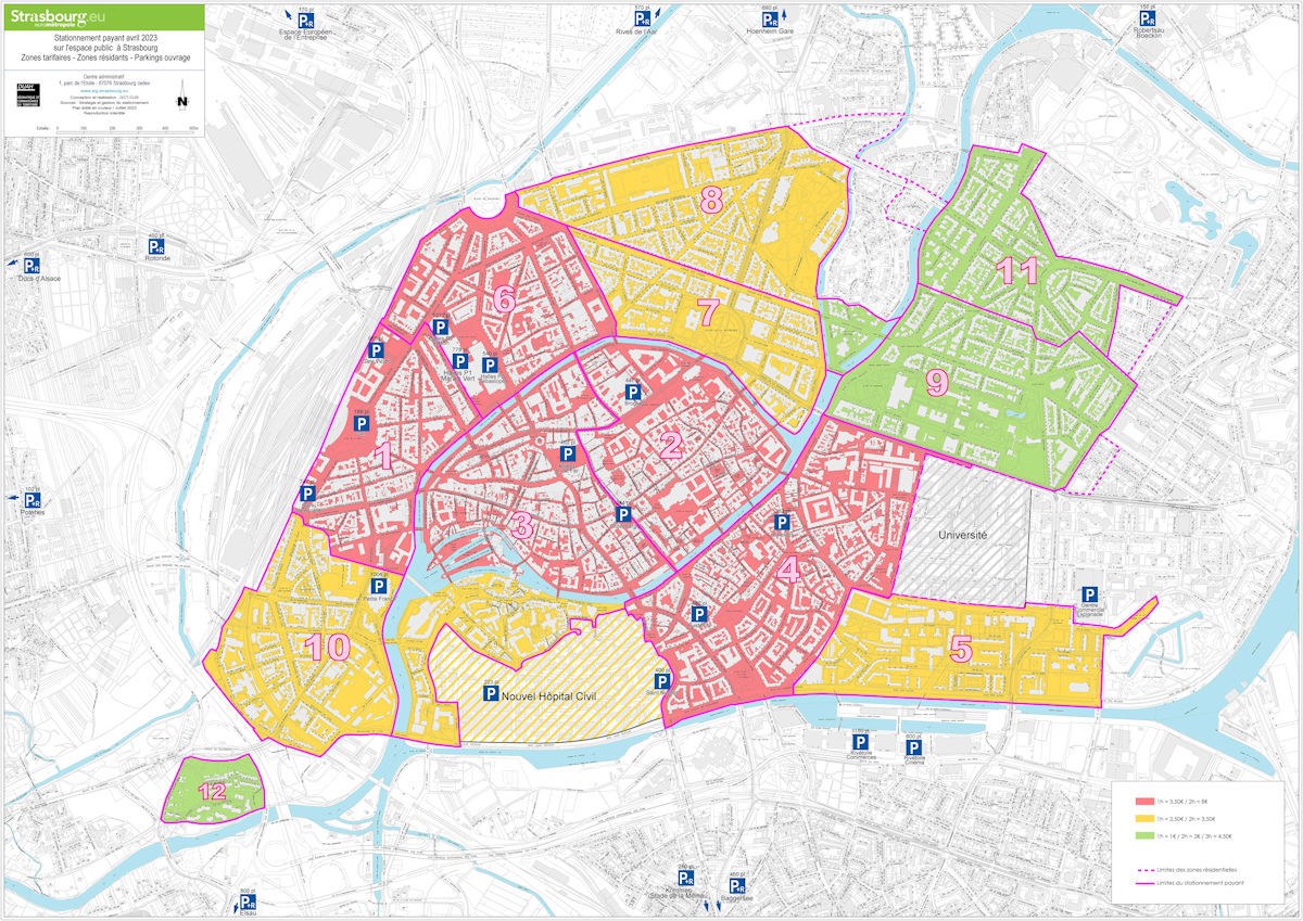 Carte des zones de stationnement